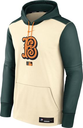 Nike Mens Baltimore Orioles Authentic Collection City Connect Nike Therma MLB Pullover Hoodie in Brown | NAC30I7WOLE-YQN