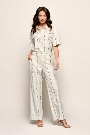 Mart Visser Paige Print Broek Offwhite / Zwart