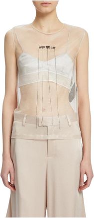 Ann Demeulemeester Mouwloze top met Up in the Sky borduurwerk - Dames - Tops zonder mouwen - Beige - S - Tops