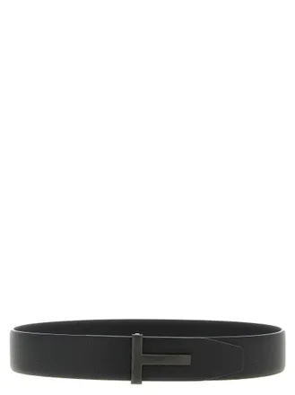 Tom Ford Black Reversible T Buckle Belt