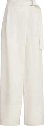 Brunello Cucinelli Sartorial Wrap Broeken - Dames - Wijde Broeken - Beige - M - Leer - Broeken