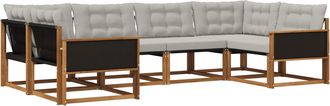 vidaXL Conjunto De Sof&aacute;s De Exterior 6 Uds. Natural Y Gris Claro Vidaxl
