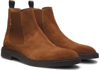 BOSS Suede Chelsea boots with signature stitching