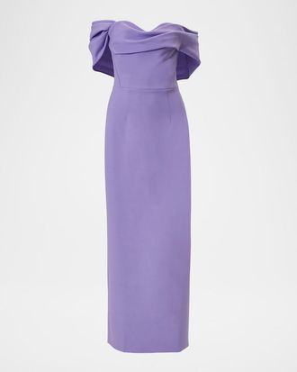 Carolina Herrera Sofia Off-The-Shoulder Column Gown