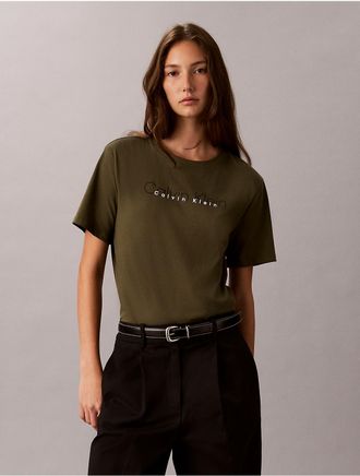 Calvin Klein Calvin Klein Womens Icon Sport Graphic High Hip Tee - Green - XL