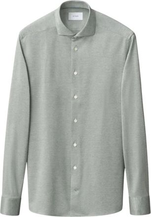 Eton Filo di Scozia Knit Shirt - Heren - Casual Overhemden - Groen - 4XL - Overhemden