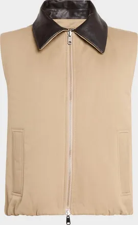 Brunello Cucinelli Reversible Check Padded Cotton-Linen Vest