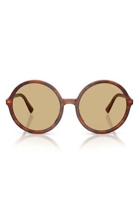 Miu Miu 59mm Round Sunglasses in Striped Tobacco /Yellow at Nordstrom