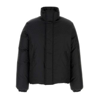Alexander McQueen Alexander McQueen, Down Jackets, male, Black, Size: M Skull Jacquard Puffer Jacket