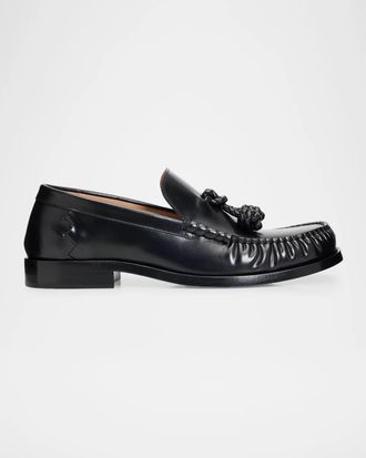 Bottega Veneta Men & apos;s Leather Moc-Toe Loafers with Coaxial Knot