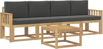 vidaXL Conjunto De Sof&aacute;s De Exterior 5 Uds. Blanco Y Antracita Vidaxl