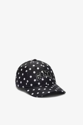 Ganni Black Printed Nylon Cap