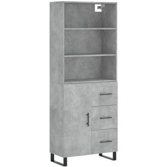 vidaXL Aparador Alto Madera Contrachapada Gris Hormig&oacute;n 69,5x34x180 Cm Vidaxl