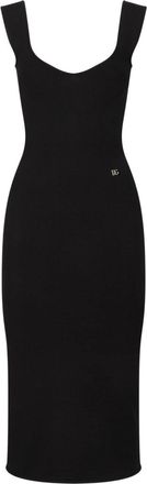 Dolce & Gabbana layered-neck midi dress - women - Polyester/Polyamide/Viscose/Spandex/Elastane - 42 - Black
