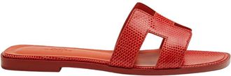 Hermès Rouge Coccinelle Lizard Oran Sandals Size 38
