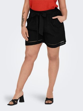 Only Carmakoma Shorts ONLY CARMAKOMA CARJUPITER LIFE SHORTS WVN, Damen, Gr. 46, N-Gr, schwarz, Web, Obermaterial: 50% Viskose, 35% Baumwolle, 15% Leinen, unifarben, 