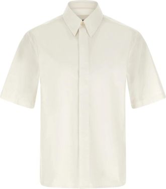 Jil Sander Katoenen Poplin Overhemd - Heren - Korte mouwen Overhemden - Wit - XL - Katoen - Overhemden