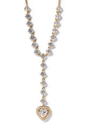 Nadri Le Bisou Halo Heart Y-Necklace in Gold at Nordstrom