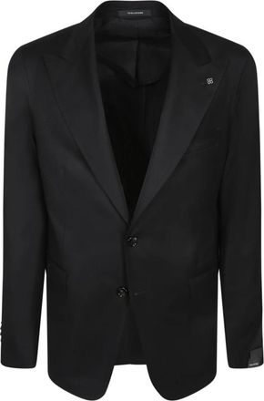 Tagliatore Wollen zijden stof. Tweeknoops - Heren - Blazers - Zwart - L - Wol - Jassen