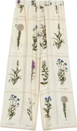 Max Mara Wide Trousers, female, Multicolor, M, Wide Leg Floral Silk Trousers