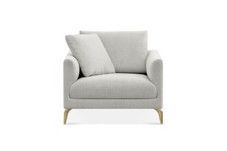 Castlery Lena Armchair Customized, (Performance Classic Twill) Medium Grey (Brass Legs), Spill Resistant, Removable Covers for Castlery