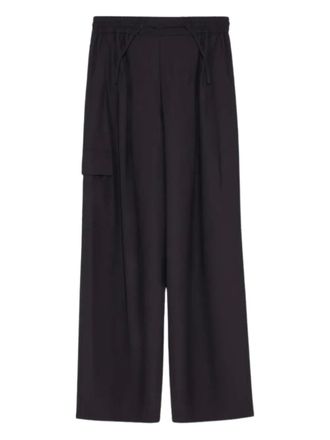 Yves Salomon cargo drawstring trousers - women - Wool - 32 - Black
