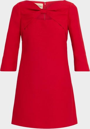 Valentino Garavani Colorblock Bow Long-Sleeve Mini Dress
