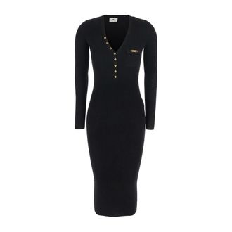 Elisabetta Franchi Knitted Dresses, female, Black, XL, Black Knit Dress