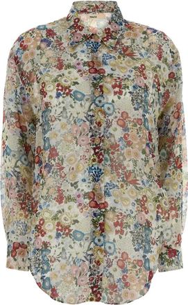Khaite Overhemden, Dames, Veelkleurig, M, zijden shirt met bloemenprint