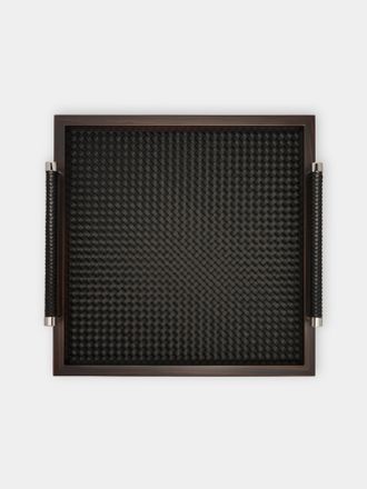 Riviere Diana Ebony and Woven Leather Tray (18in/46cm)