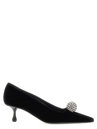 Jimmy Choo London Black Textile Mid Heel Womens Pumps