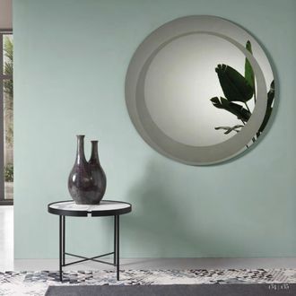 Capodarte Capodarte - Specchio Tondo Con Decorazione Sabbiata D120 Cm Levi Fume