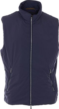 Moorer Blue Senio Vest With Frontal Zip Closure