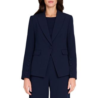 Tahari by ASL One-Button Blazer in Deep Navy at Nordstrom, Size 12P