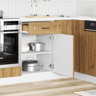 Berkfield Home Kitchen Base Cabinet&not;Porto Artisan Oak Engineered Wood in Brown