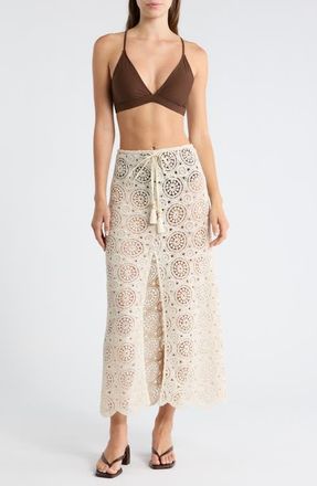 Ramy Brook Karina Cover-Up Skirt in Neutral Foil Crochet at Nordstrom, Size X-Small