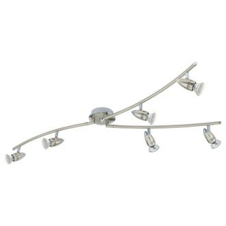 Loops Flush Ceiling Light Colour Satin Nickel Chrome Shade Bulb GU10 6x3W Included in Metallics