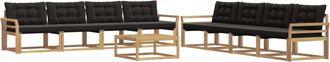 vidaXL Set Di Divani Da Esterno 9 Pz Bianco E Nero Vidaxl