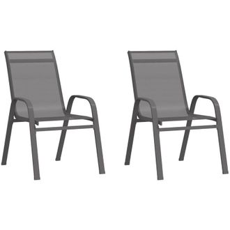 vidaXL Vidaxl - Sillas De Jard&iacute;n Apilables 2 Unidades Textilene Gris