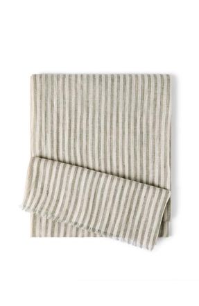 Brunello Cucinelli Sparkling striped linen scarf in Green at Nordstrom
