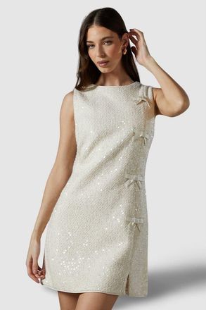 Coast Sequin Boucle Shift Dress in Ivory at Nordstrom, Size 8