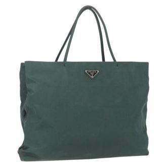 Prada Pre-owned Tote Bags, female, Green, Size: ONE SIZE Pre-owned Vintage Nylon Tote