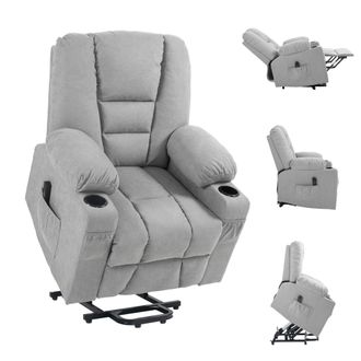 HOMCOM Riser And Recliner Chair W/ Remote - Lift Chair For Elderly - Light Grey - Light Grey | TJ Hughes