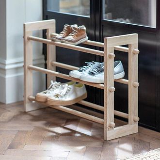 Garden Trading Hambledon Wooden Shoe Rack Storage Shelves 9 Pairs