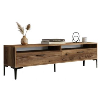 Dmora Mueble Para Tv Cantoira, 2 Estantes, 2 Puertas, 4 Compartimentos, 180x47x35h Cm Roble Marr&oacute;n