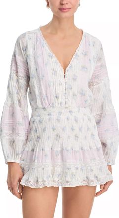LoveShackFancy Winfrey Mini Dress In Lilac Vanilla