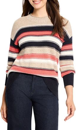 Nic+Zoe NIC+ZOE Petite Speckled Knit Striped Wool-Blend Sweater