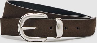 Reiss Dark Brown Suede Western-style Belt, 32