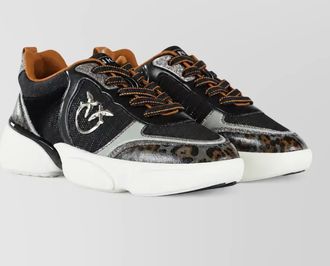 Pinko leather glitter low-top sneakers