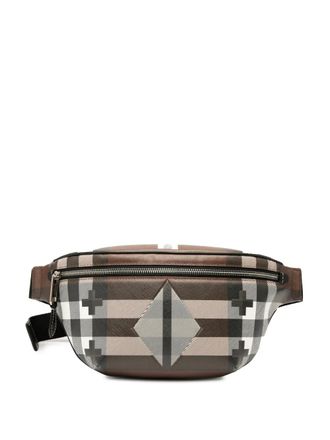 Burberry 2018-2025 Geometric Check Coated Canvas Bum Bag belt bag - Bruin